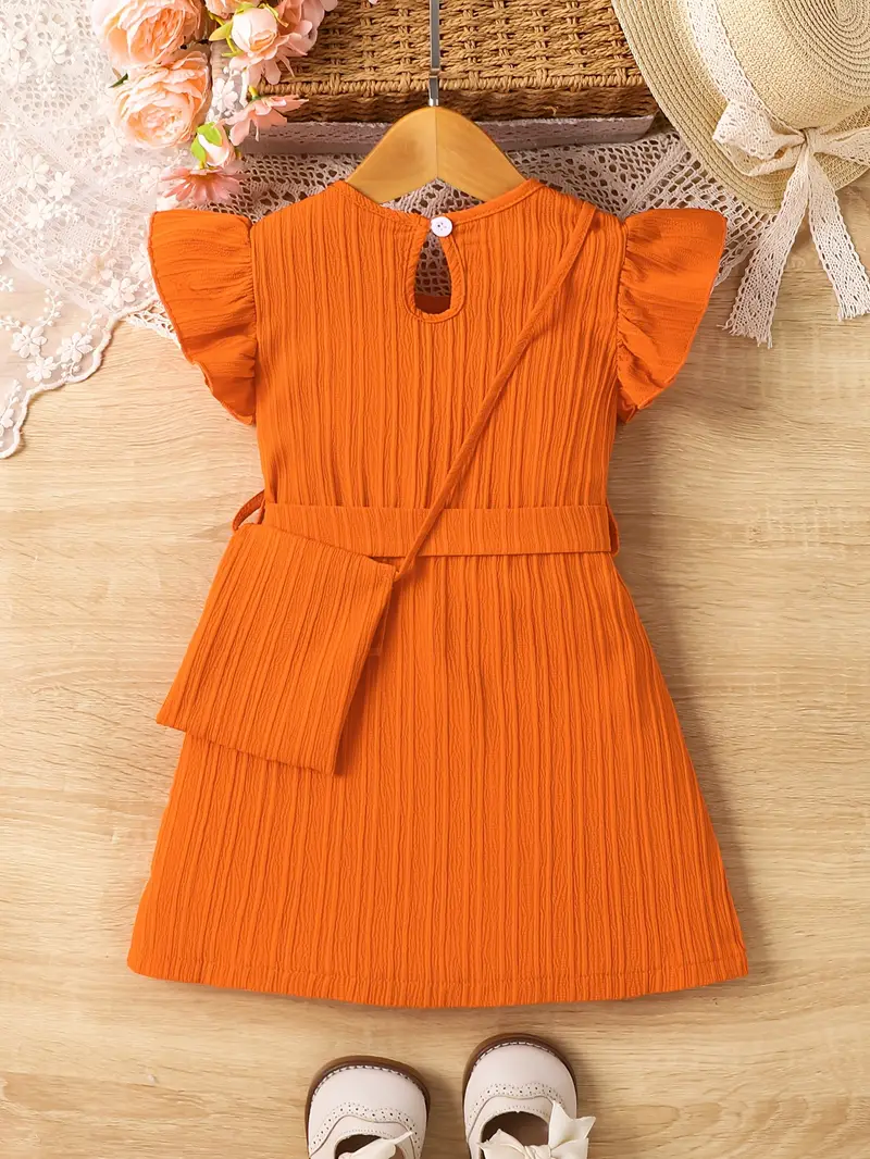 Outdoor Sports Flying Sleeve Dress + Bag for Little Girls