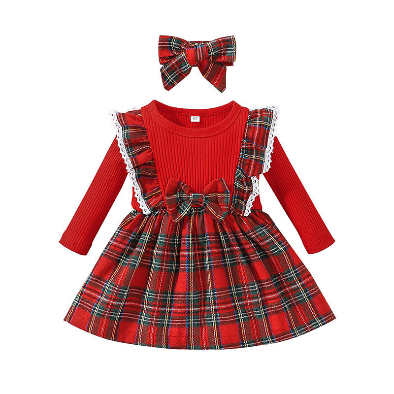 Baby Toddler Girl Fall Winter Clothes Christmas Outfit Xmas Plaid Dress Christmas Dress Outfit Plaid Long Sleeve Xmas Skirt