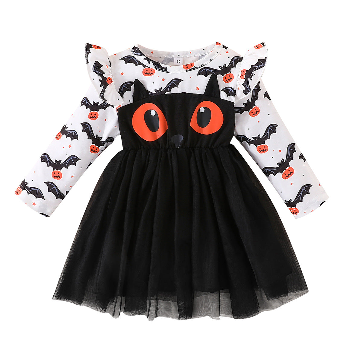 Children Girl's Halloween Dresses Black Orange Cat Cartoon Princess Dress For Girls Toddler Baby Kids Halloween Costume