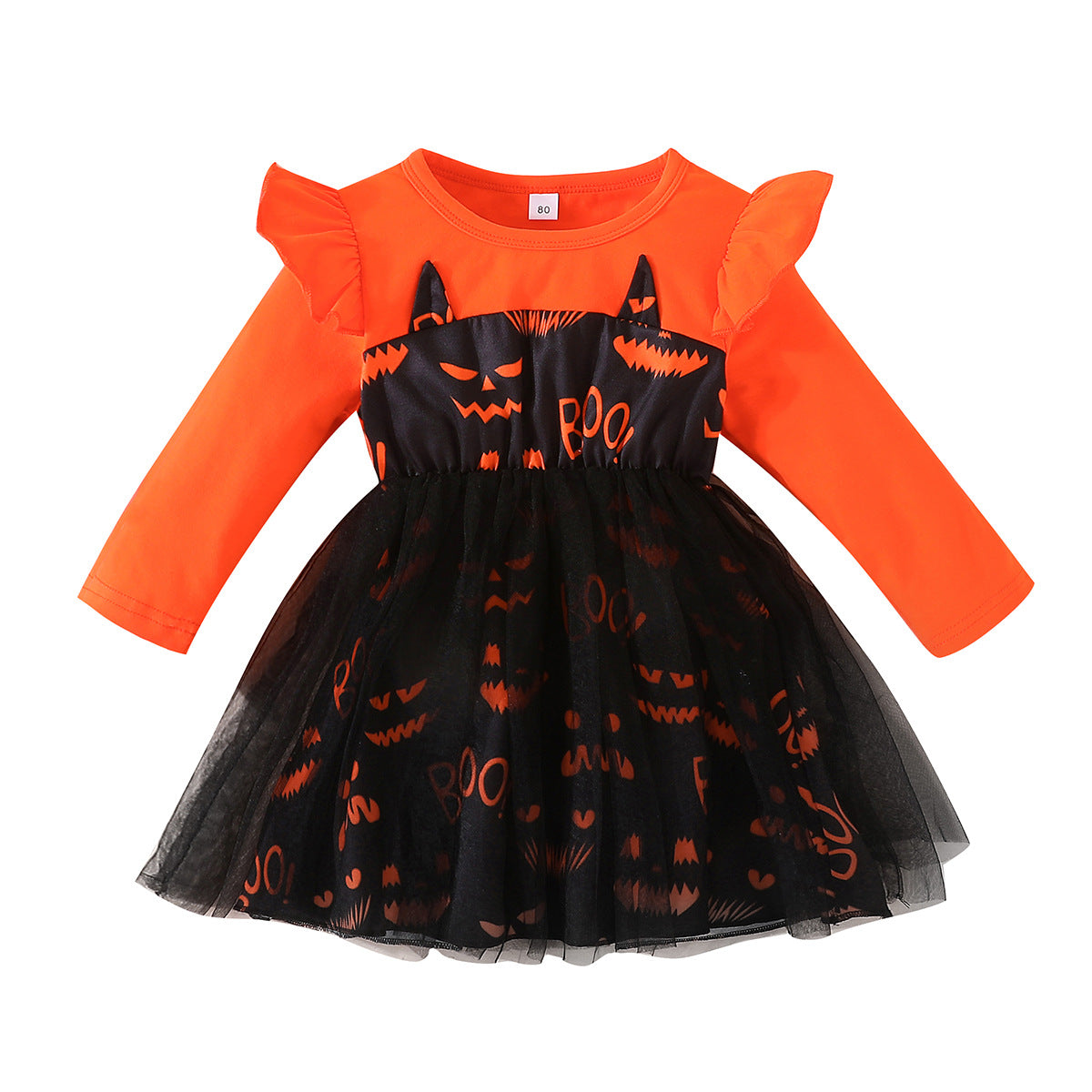 Children Girl's Halloween Dresses Black Orange Cat Cartoon Princess Dress For Girls Toddler Baby Kids Halloween Costume