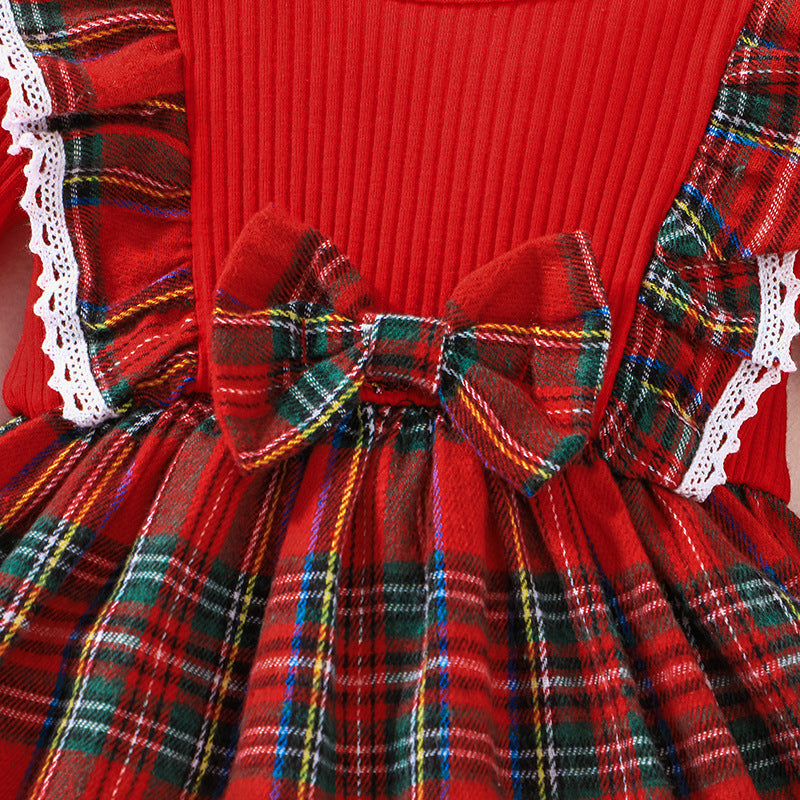 Baby Toddler Girl Fall Winter Clothes Christmas Outfit Xmas Plaid Dress Christmas Dress Outfit Plaid Long Sleeve Xmas Skirt