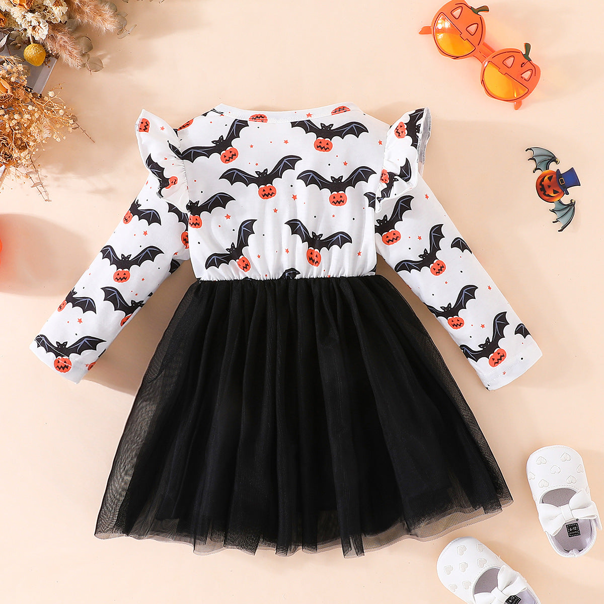 Children Girl's Halloween Dresses Black Orange Cat Cartoon Princess Dress For Girls Toddler Baby Kids Halloween Costume