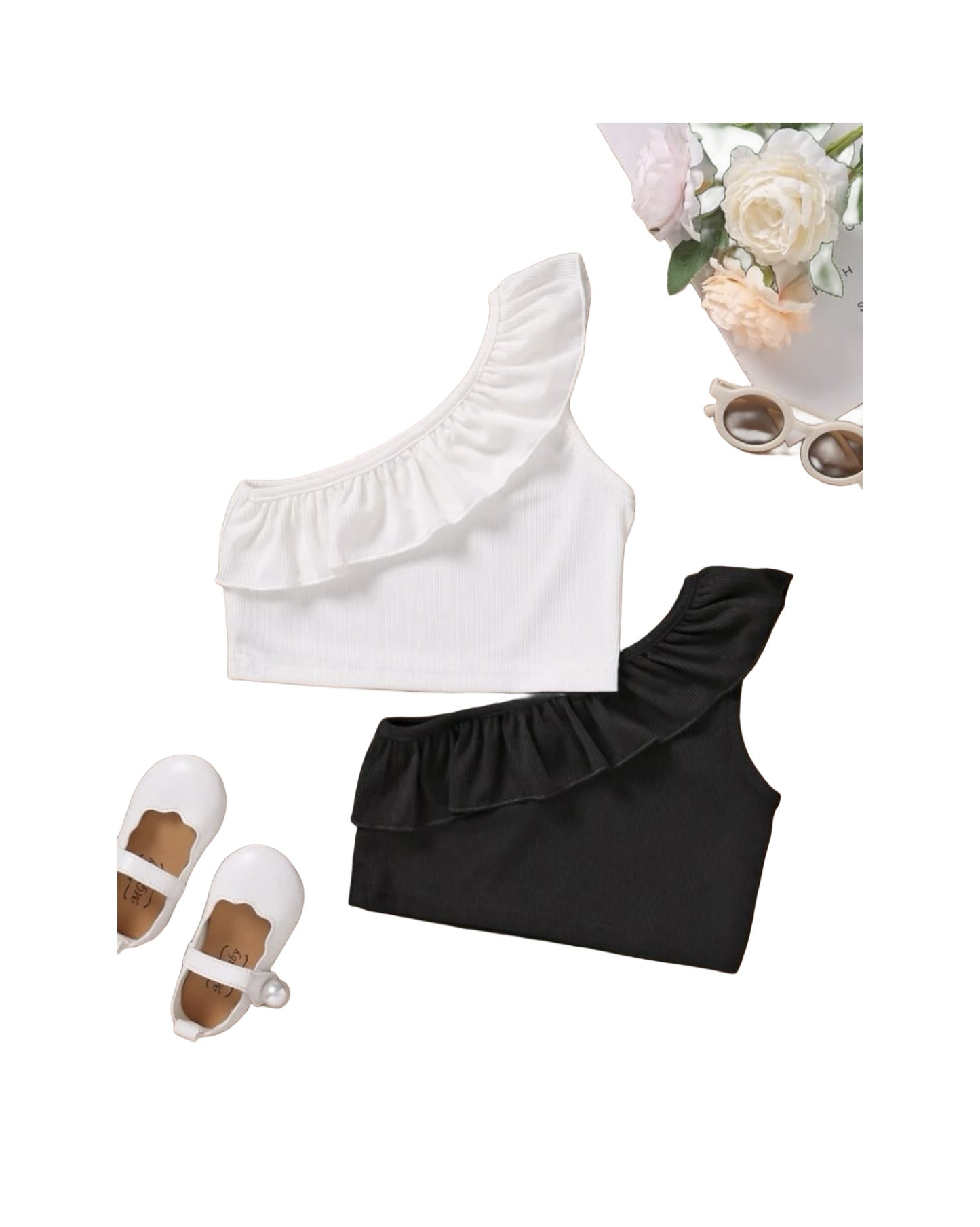 Baby Girls Fashion Solid Color One-shoulder Vest for Party Daily Wear, Perfect for Outdoor
