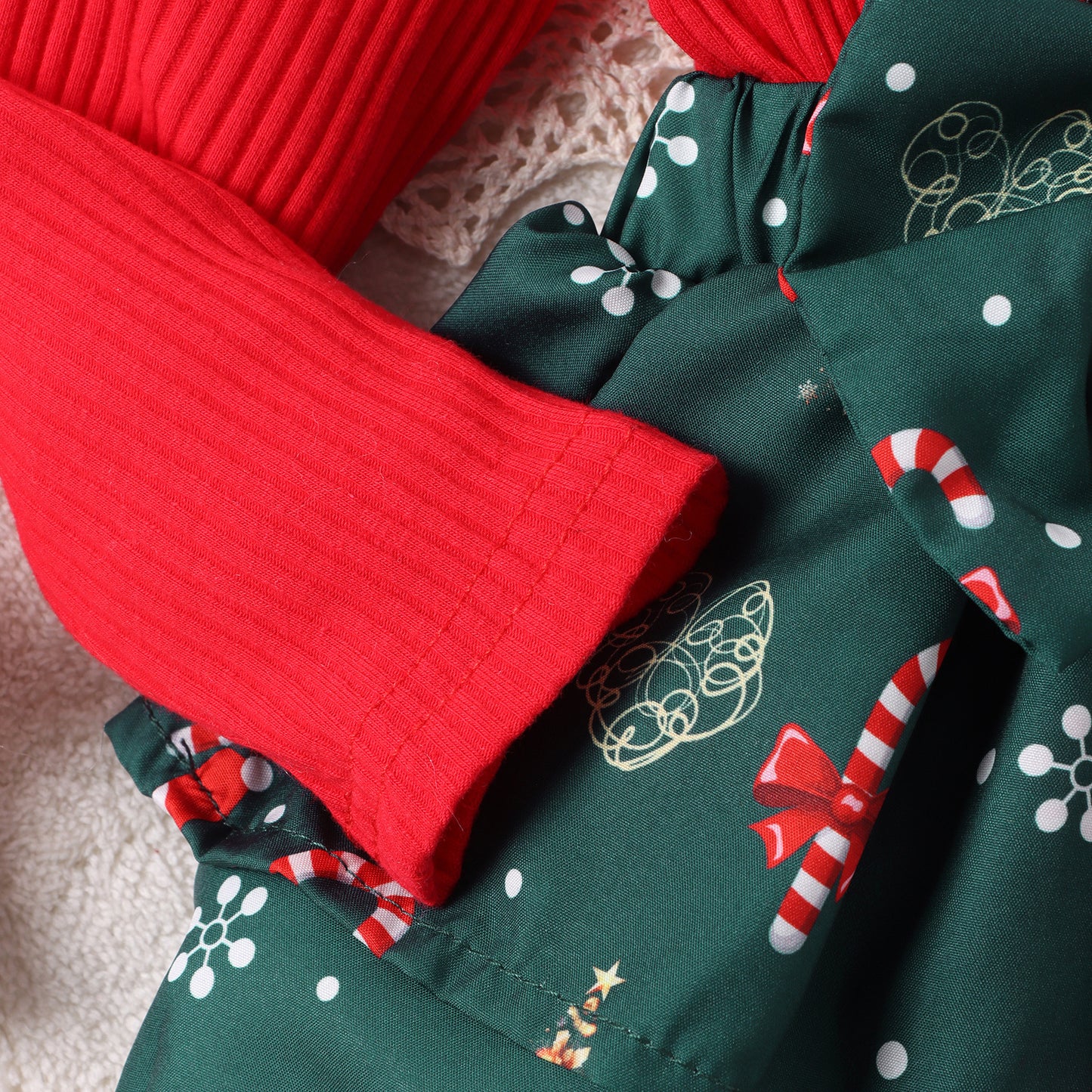 Baby Girls Christmas Romper Dress Long Sleeve Letter Santa Hat Print Romper with Bow Headband