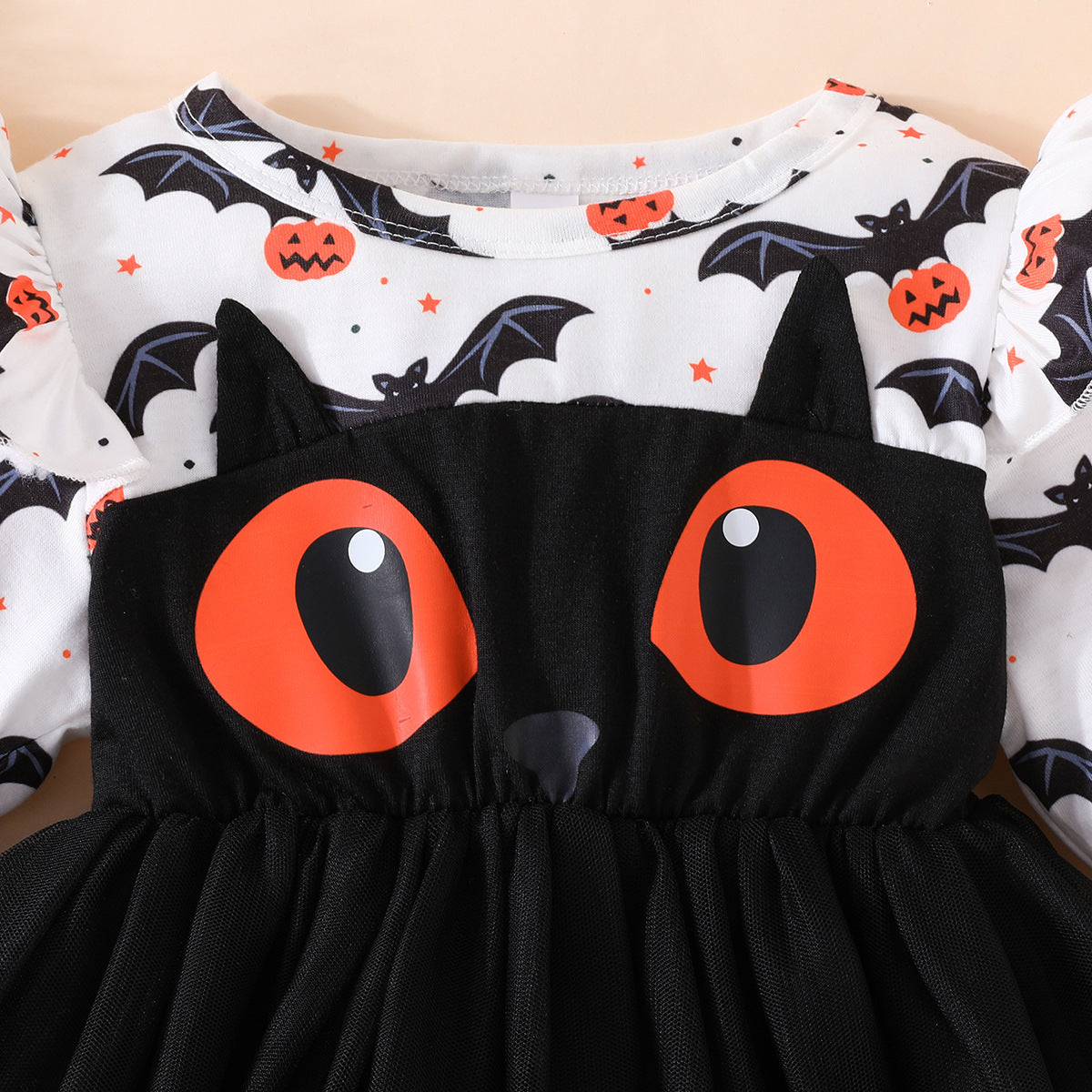 Children Girl's Halloween Dresses Black Orange Cat Cartoon Princess Dress For Girls Toddler Baby Kids Halloween Costume