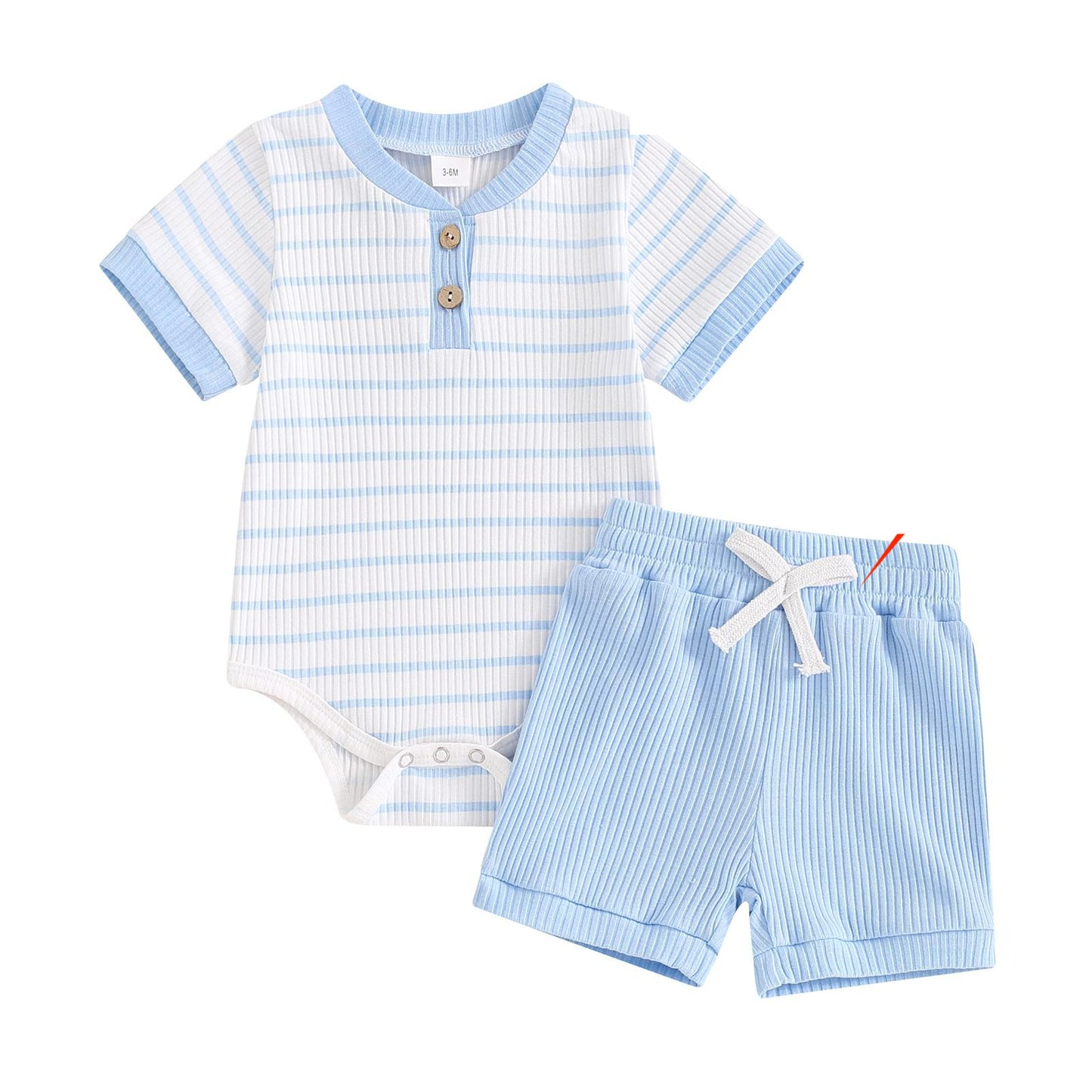 Baby 2pcs Outfits Summer Striped Short Sleeve Romper and Elastic Shorts Set for Toddler Newborn Girl Boy