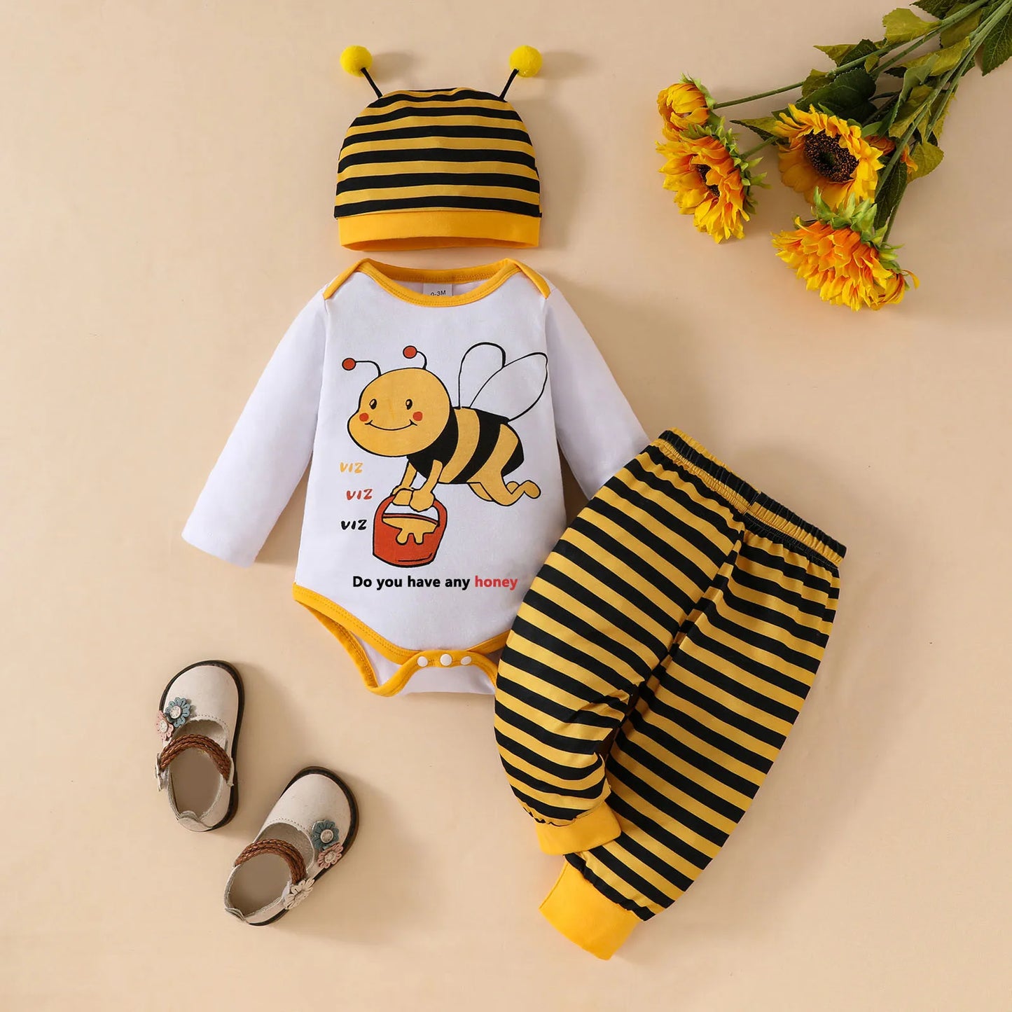 LittleBuzz 3-Piece Bee Outfit Set Cute Baby Bee Outfit Set
