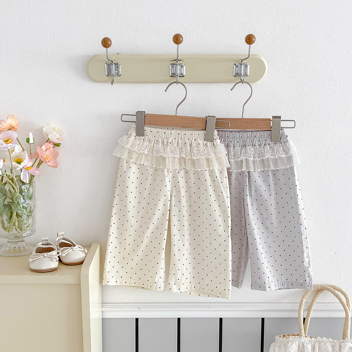 Girl's cute mesh fart curtain polka dot pants