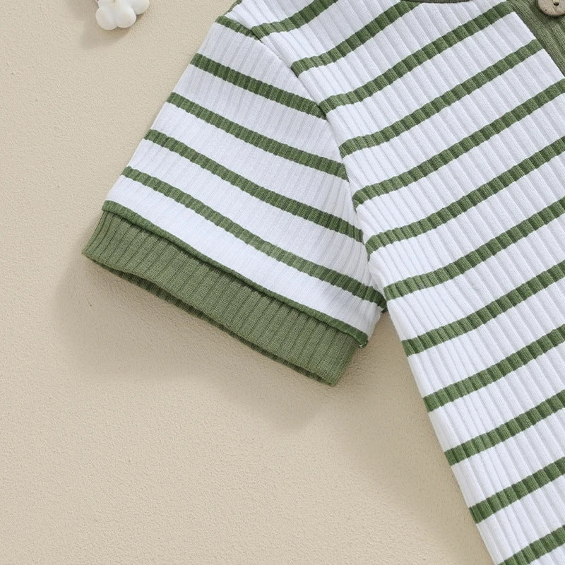 Baby 2pcs Outfits Summer Striped Short Sleeve Romper and Elastic Shorts Set for Toddler Newborn Girl Boy