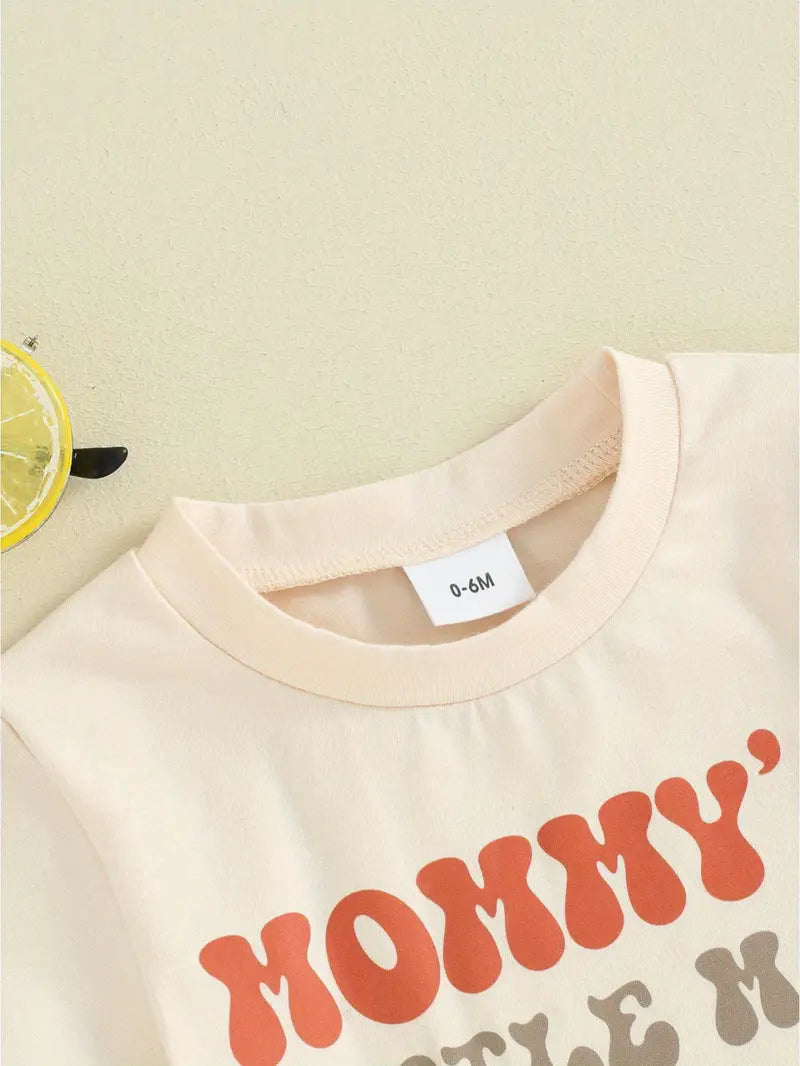 Baby Boy Athflow 2pcs Set, Short Sleeve Round Neck Letter Print Tops + Elastic Waist Shorts Infant Toddler Summer Outfits