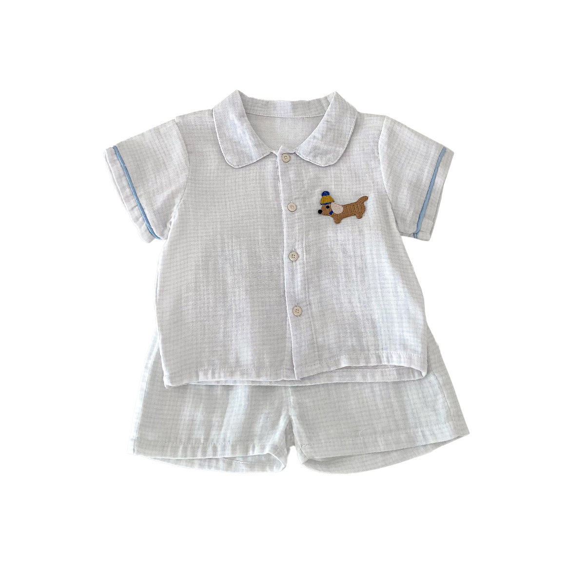 Baby and toddler double yarn checkered home suit set