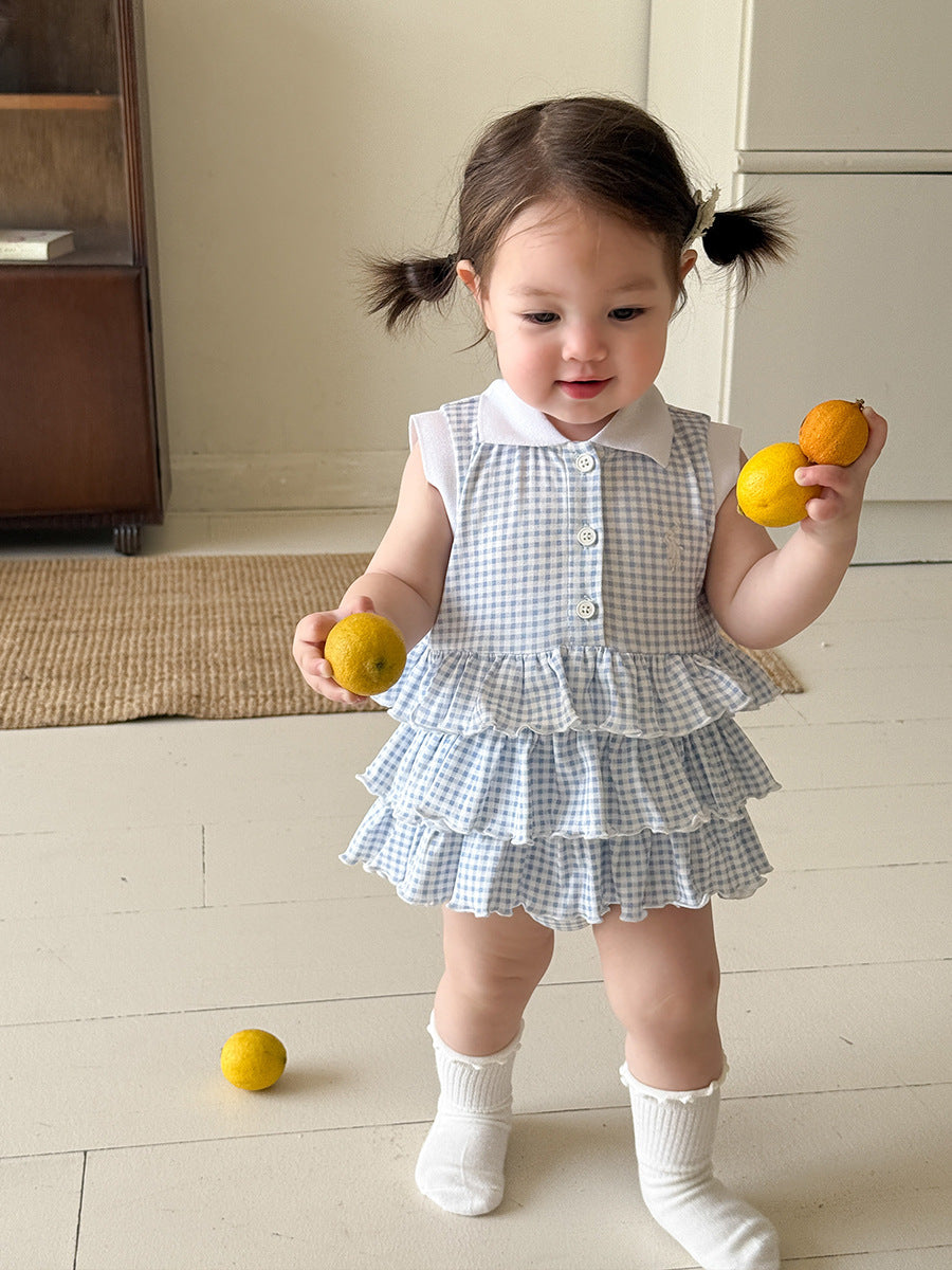 Girls' Plaid Layered Onesie Skirt