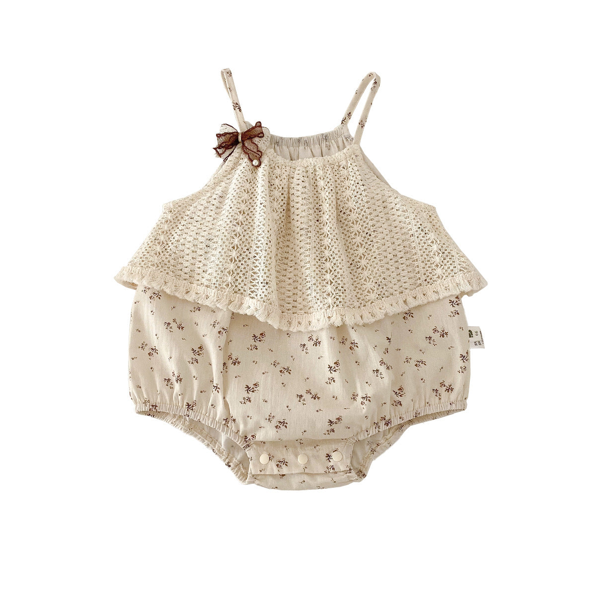 Bohemian-style sleeveless floral baby girl bodysuit 。