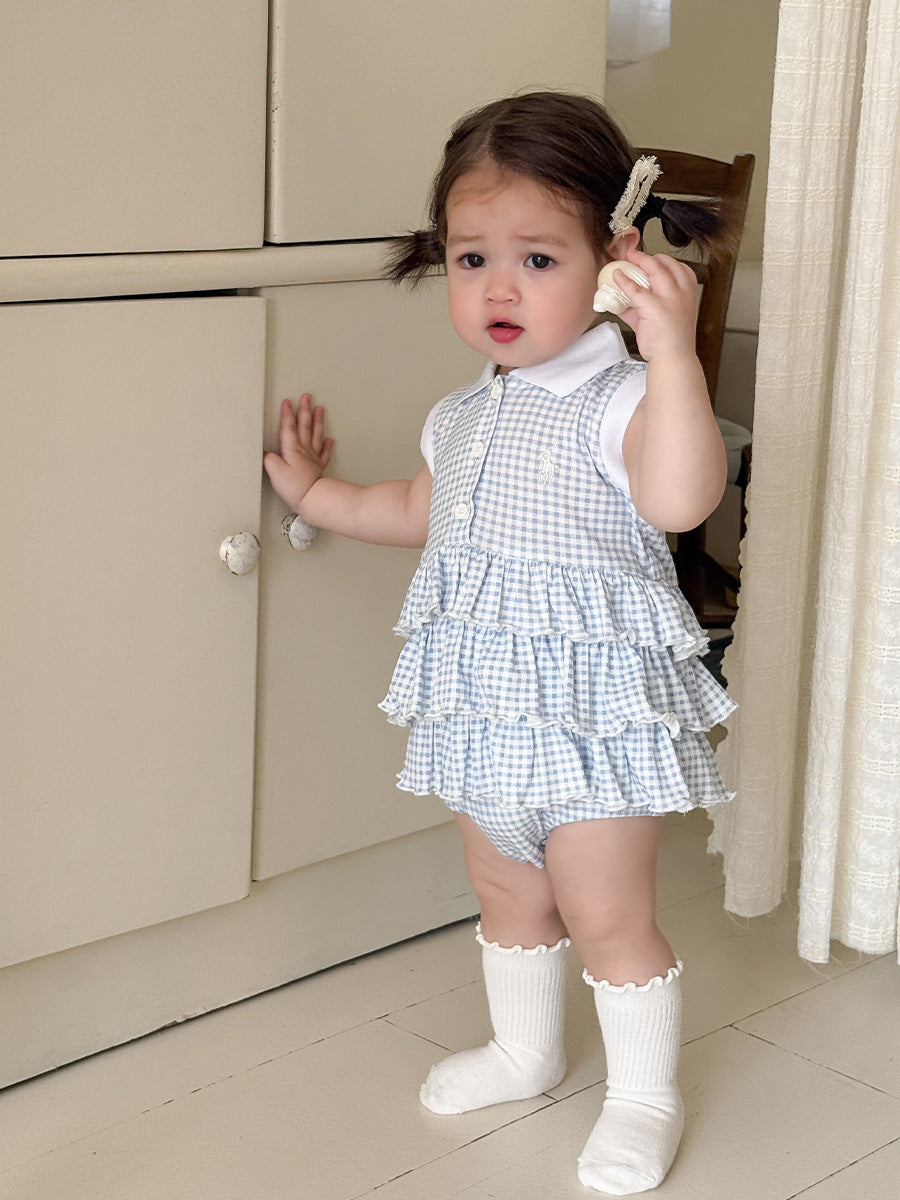 Girls' Plaid Layered Onesie Skirt