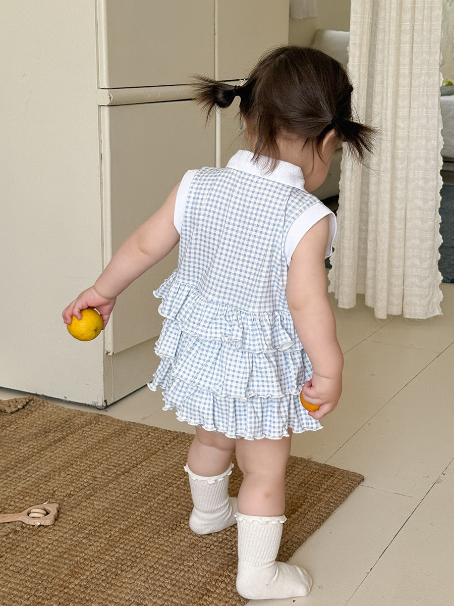 Girls' Plaid Layered Onesie Skirt