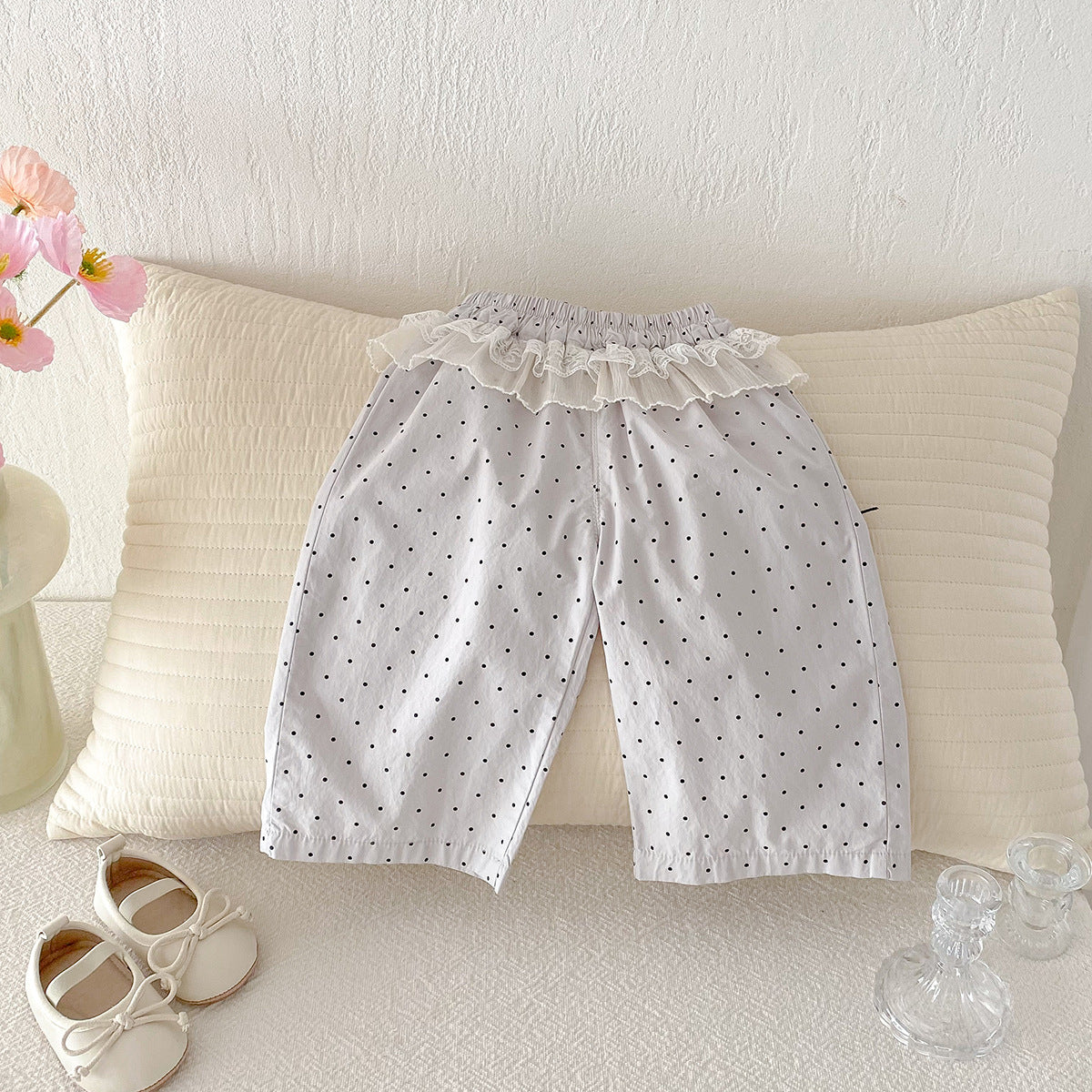 Girl's cute mesh fart curtain polka dot pants