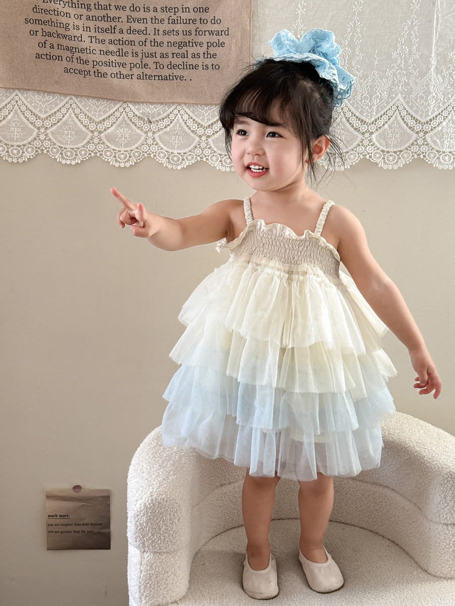Girl's Suspender Mesh Princess Dress