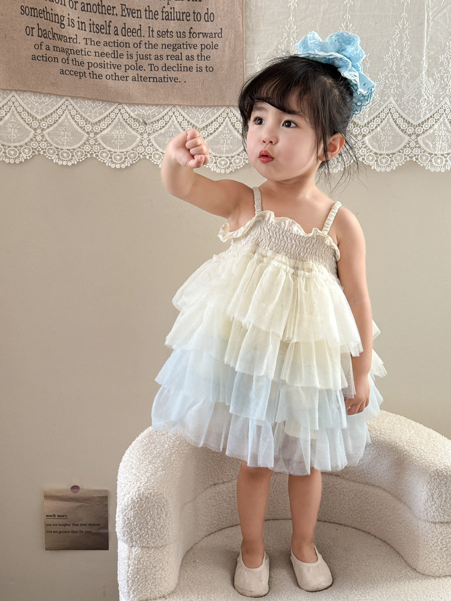 Girl's Suspender Mesh Princess Dress