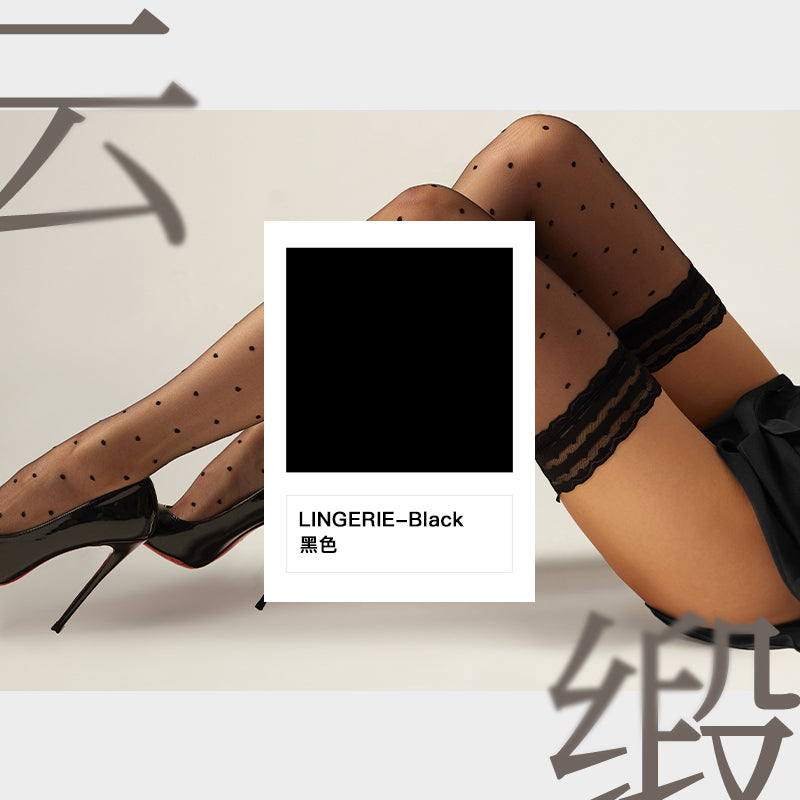 Lingerie "Duan" 3D French Lace Over-The-Knee Stockings with Silicone Non-Slip Design – Ultra-Thin, Sexy, and Silicone Non-Slip – One Size Fits Most