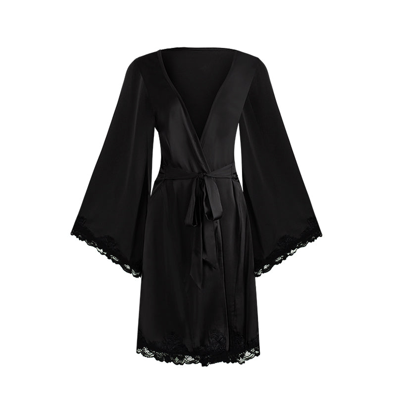 New product: "Elegant" Sexy Lace Patchwork Cooling Nightgown / Violet Slim Fit Night Robe
