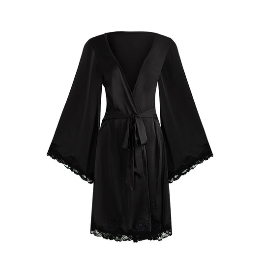 New product: "Elegant" Sexy Lace Patchwork Cooling Nightgown / Violet Slim Fit Night Robe