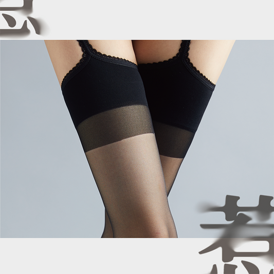 Lingerie"Re" 3D High-Waist Pure Desire Lace Integrated Suspender Stockings – Ultra-Thin