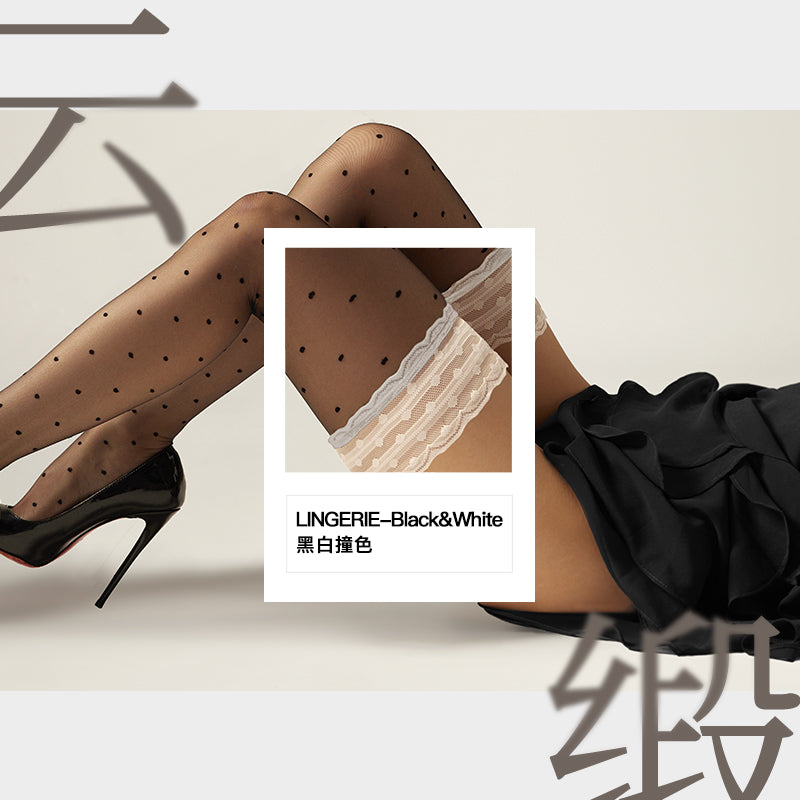 Lingerie "Duan" 3D French Lace Over-The-Knee Stockings with Silicone Non-Slip Design – Ultra-Thin, Sexy, and Silicone Non-Slip – One Size Fits Most