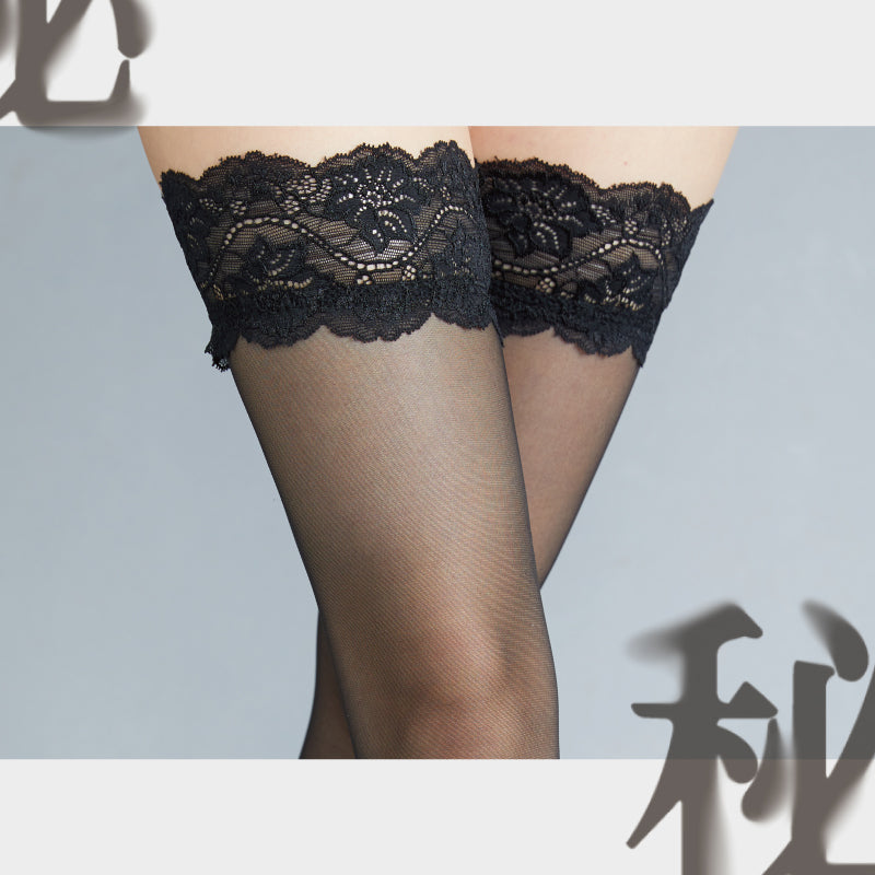 Lingerie "Duan" 3D French Lace Over-The-Knee Stockings with Silicone Non-Slip Design – Ultra-Thin, Sexy, and Silicone Non-Slip – One Size Fits Most