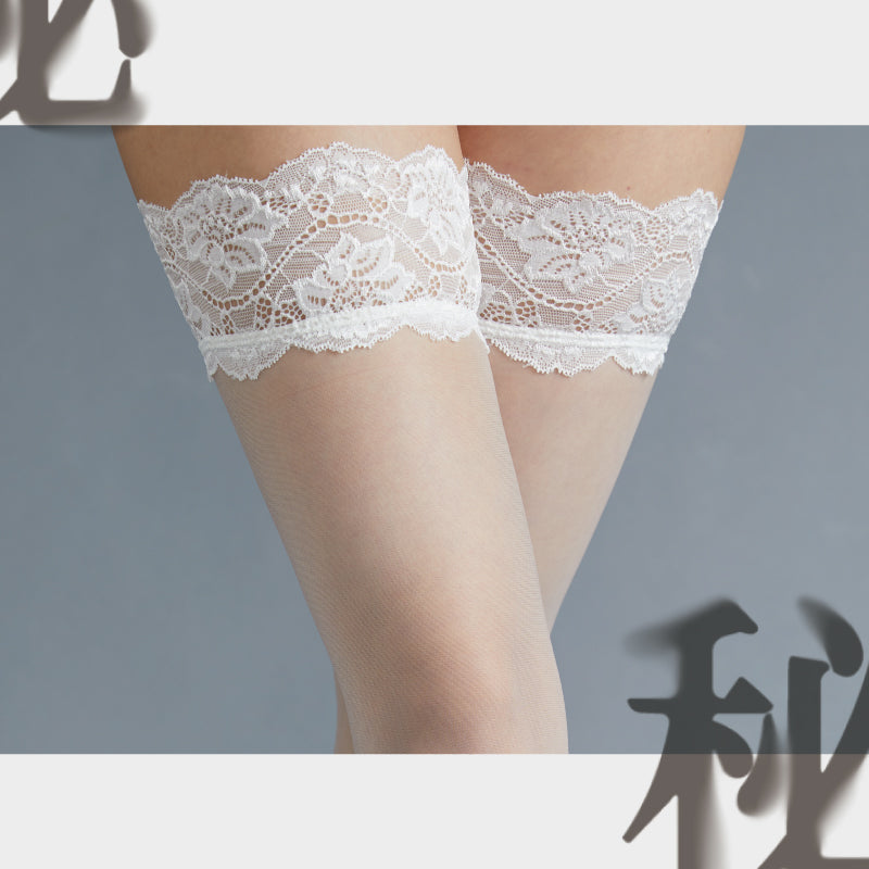 Lingerie "Duan" 3D French Lace Over-The-Knee Stockings with Silicone Non-Slip Design – Ultra-Thin, Sexy, and Silicone Non-Slip – One Size Fits Most